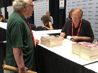 Tim Waggoner signing ARCs of The Mouth of the Dark